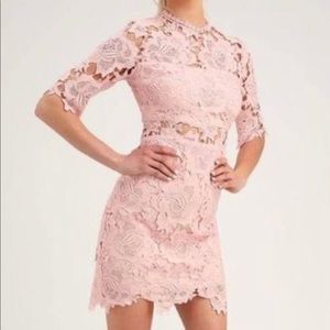 Lulus A Fine Romance Blush Pink Lace Dress
